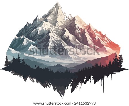 landscape in the mountains. Mountain vector art illustration on white background. Camping in the mountains vector.