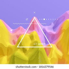 Landscape with mountains. Mountainous terrain. Abstract background. 3d vector illustration.