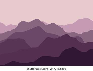 Landscape mountains in nature. Illustration in flat style.