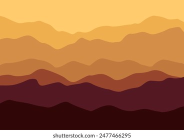 Landscape mountains in nature. Illustration in flat style.