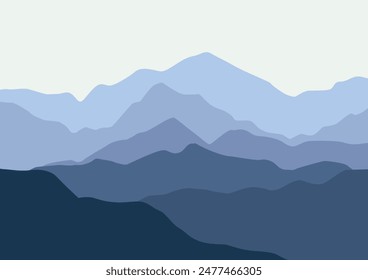 Landscape mountains in nature. Illustration in flat style.