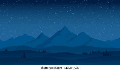 landscape mountains at night