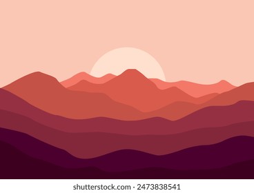 landscape mountains panorama, Illustration for background design.