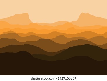 landscape mountains panorama. Vector illustration in flat style.