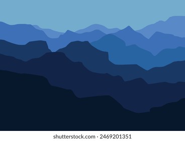 Landscape with mountains panorama. Vector illustration in flat style.