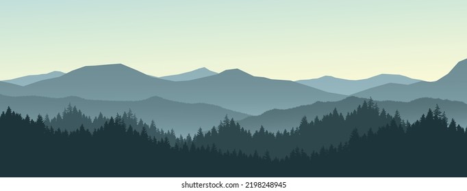 Landscape of mountains and pine forests. Natural background images. For design templates, posters, natural background. Web pages and presentations.