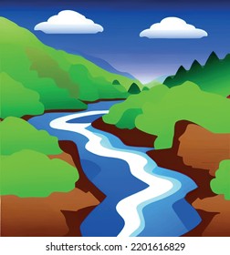 landscape with mountains and river