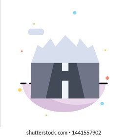 Landscape, Mountains, Scenery, Road Abstract Flat Color Icon Template