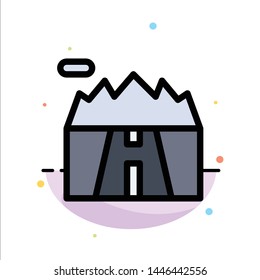 Landscape, Mountains, Scenery, Road Abstract Flat Color Icon Template