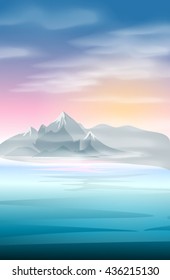 Landscape of mountains and sea