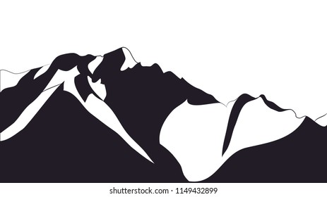 landscape mountains, silhouette, vector, white background