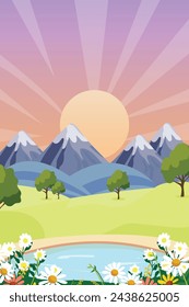 landscape with mountains and sky || Mountain flat clipart adventure landscape natural vector illustration background