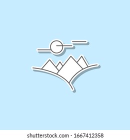 Landscape of mountains sticker icon. Simple thin line, outline vector of web icons for ui and ux, website or mobile application