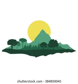 Landscape of mountains and sun