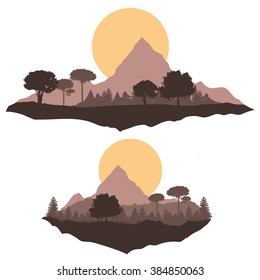 Landscape of mountains and sun