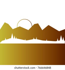 landscape with mountains sun forest