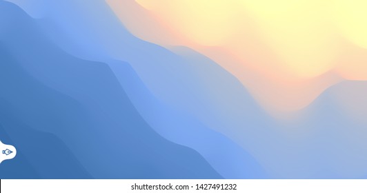 Landscape with mountains and sun. Sunrise. Mountainous terrain. Abstract background. Vector illustration. 