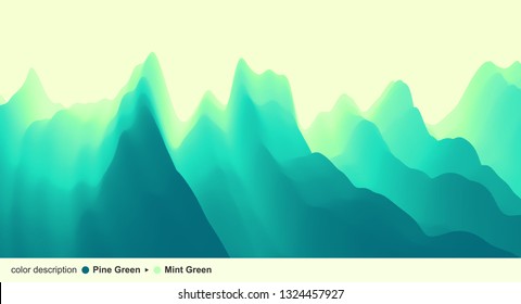 Landschaft mit Bergen und Sonne. Sonnenuntergang. Bergregion. Abstrakter Hintergrund. Vektorgrafik. 