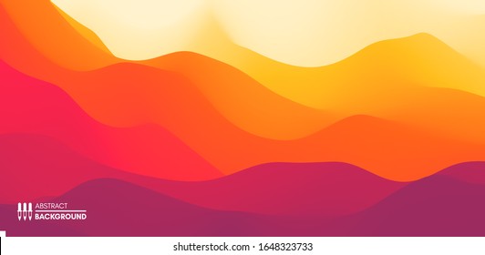 Paisaje con montañas y sol. Amanecer. Terreno montañoso. Antecedentes abstractos. Ilustración vectorial. 