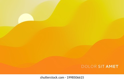 Landscape and mountains   sun  Sunset  Mountainous terrain  Abstract background  Vector illustration  