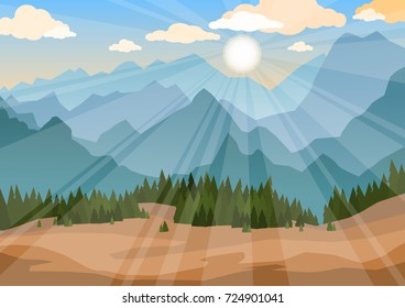landscape with mountains and sunlight