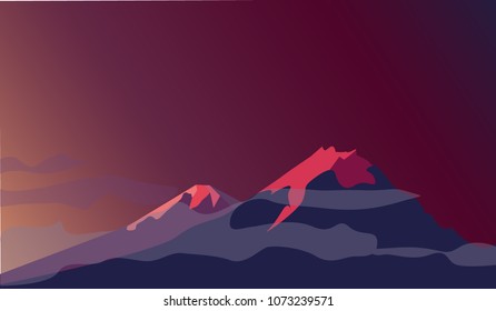 landscape of mountains at sunset