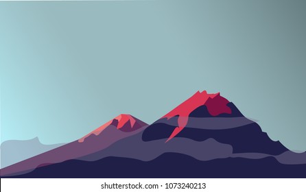 landscape of mountains at sunset