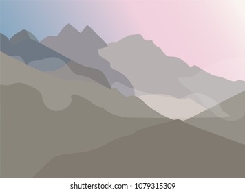 landscape of mountains at sunset