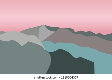 landscape of mountains at sunset