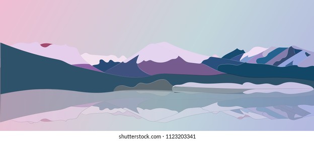 landscape of mountains at sunset