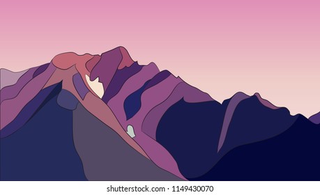 landscape of mountains at sunset