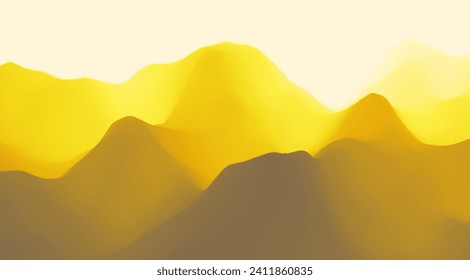 Paisaje con montañas. Atardecer. Terreno montañoso. Antecedentes abstractos. Ilustración vectorial. 