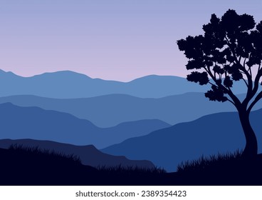 landscape mountains and tree, vector illustration for background design.
