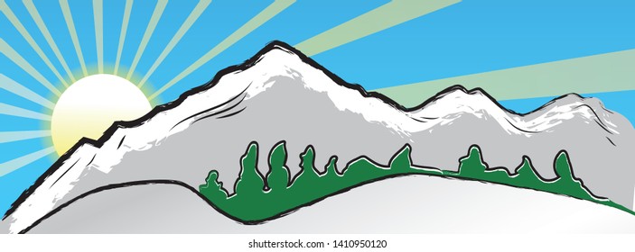 landscape with mountains and trees