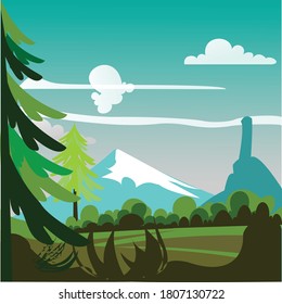 landscape with mountains and trees