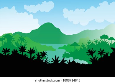 landscape with mountains and trees