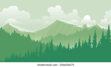 landscape with mountains and trees nature wallpaper desktop site sized images of mountains, sky, and fog. green.