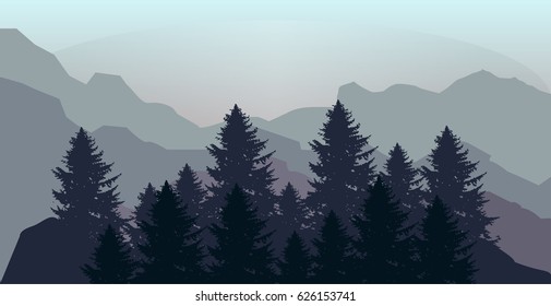 Landscape mountains. Vector illustration.