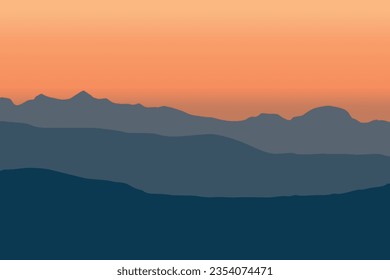 Landscape with mountains. Vector illustration in flat style.