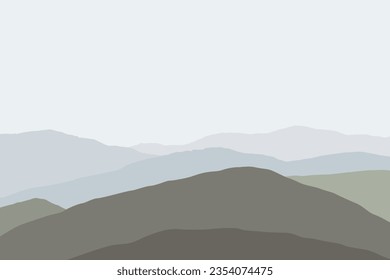 Landscape with mountains. Vector illustration in flat style.