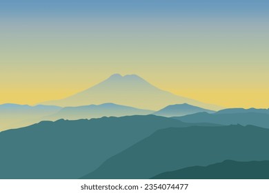 Landscape with mountains. Vector illustration in flat style.