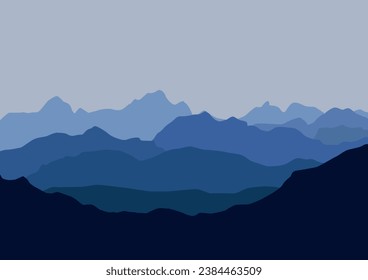 Landscape with mountains. Vector illustration in flat style.