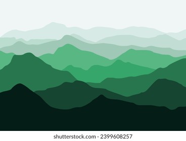 Landscape with mountains. Vector illustration in flat style