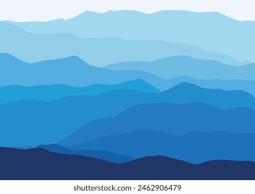 Landscape with mountains. Vector illustration in flat style.