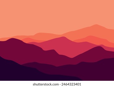 Landscape with mountains. Vector illustration in flat style.