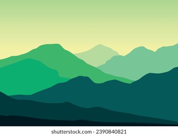 landscape with mountains.Vector illustration in flat design.