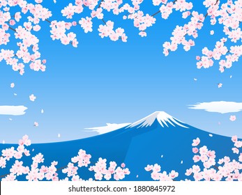 landscape of Mt. Fuji and cherry blossoms