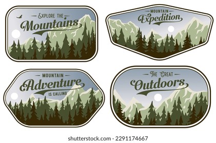 Landscape of national park for adventure, wanderlust or explorer outdoor. Nature design with background set of forest and mountain for camping