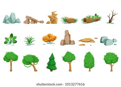 Landscape Natural Elements Set Of Detailed Icons