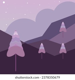 landscape natural with hill sky wallpaper purple background with adobe illustrator